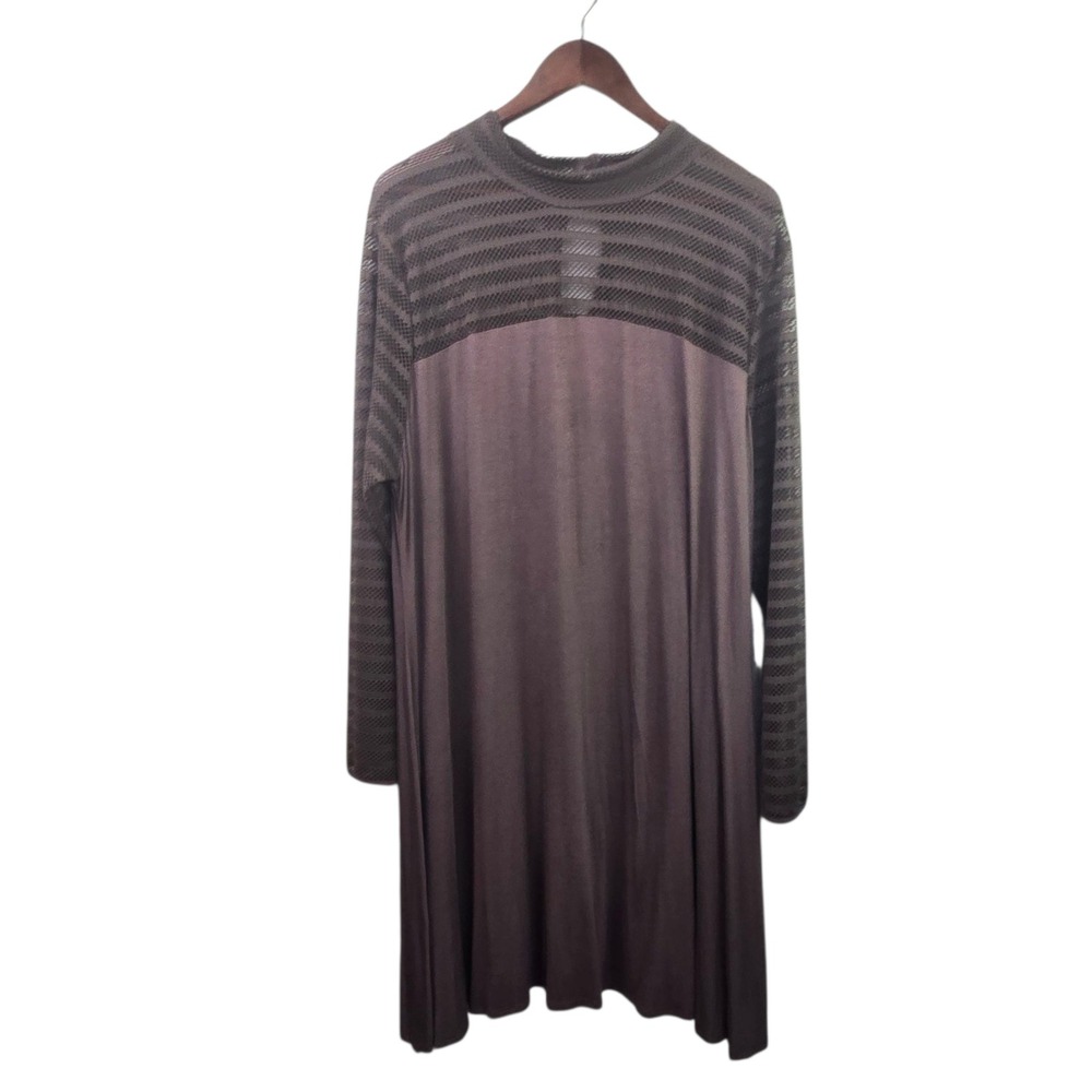 Pink Clove Womens‎ Brown Long Sleeve Mesh Accent Mock Neck Dress XL